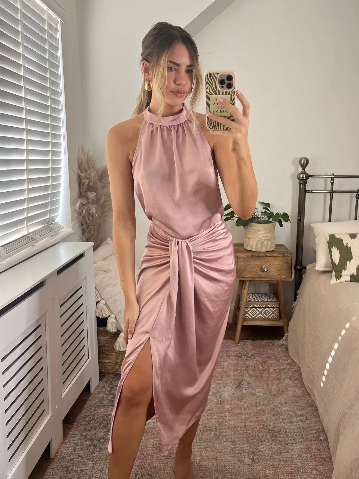 Valencia High Waist Drape Skirt / Blush