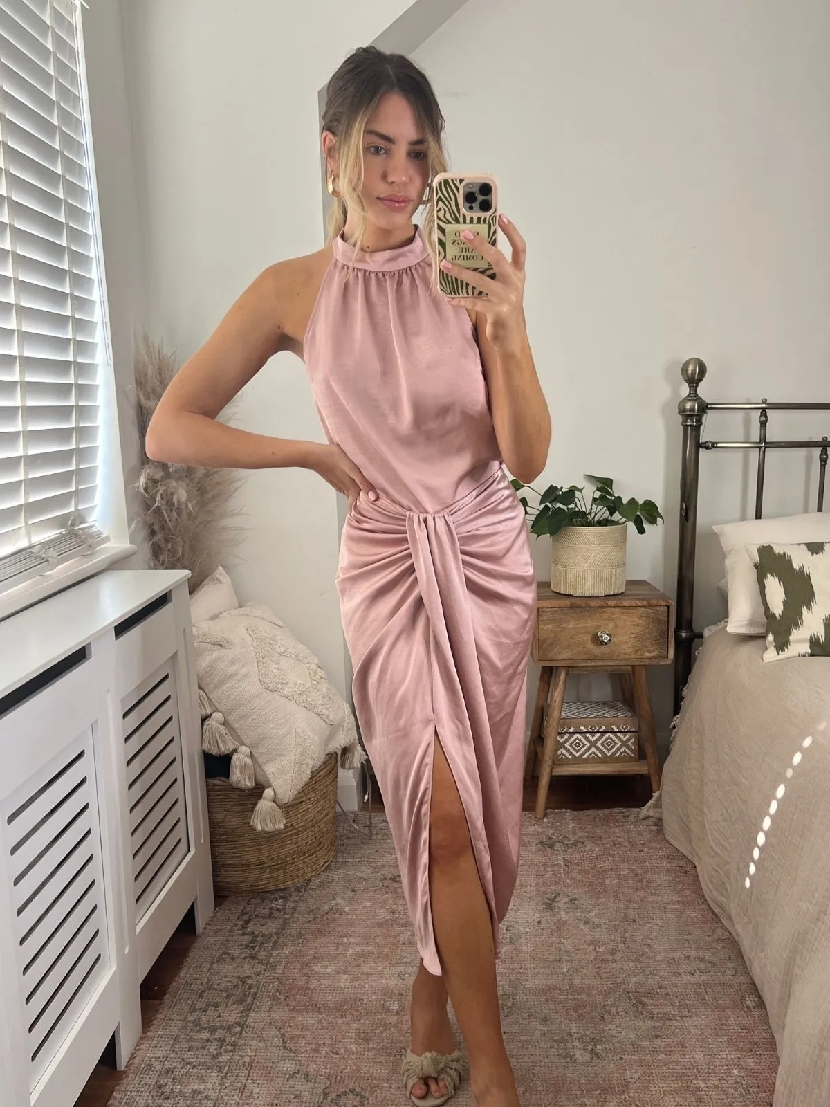 Valencia High Waist Drape Skirt / Blush