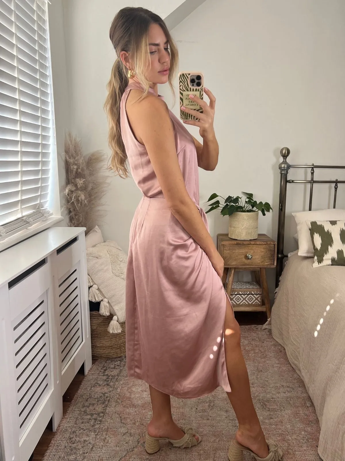 Valencia High Waist Drape Skirt / Blush