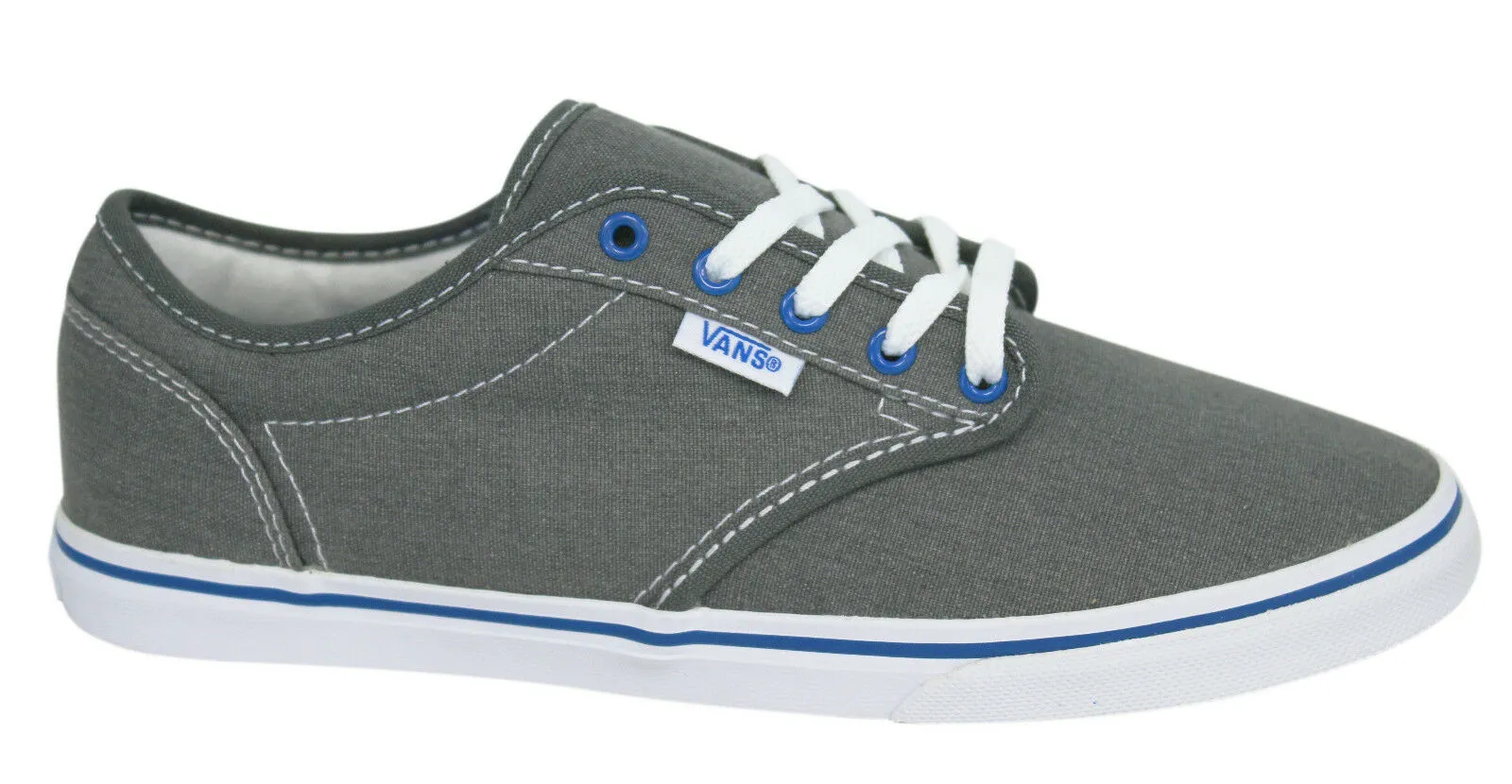 Vans Atwood Low Canvas Lace Up Grey Blue Womens Trainers Plimsolls NJO5RO U124