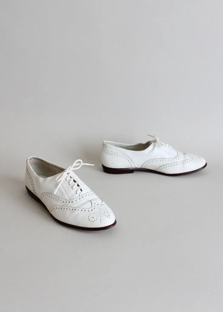 Vintage White Wing Tip Oxfords