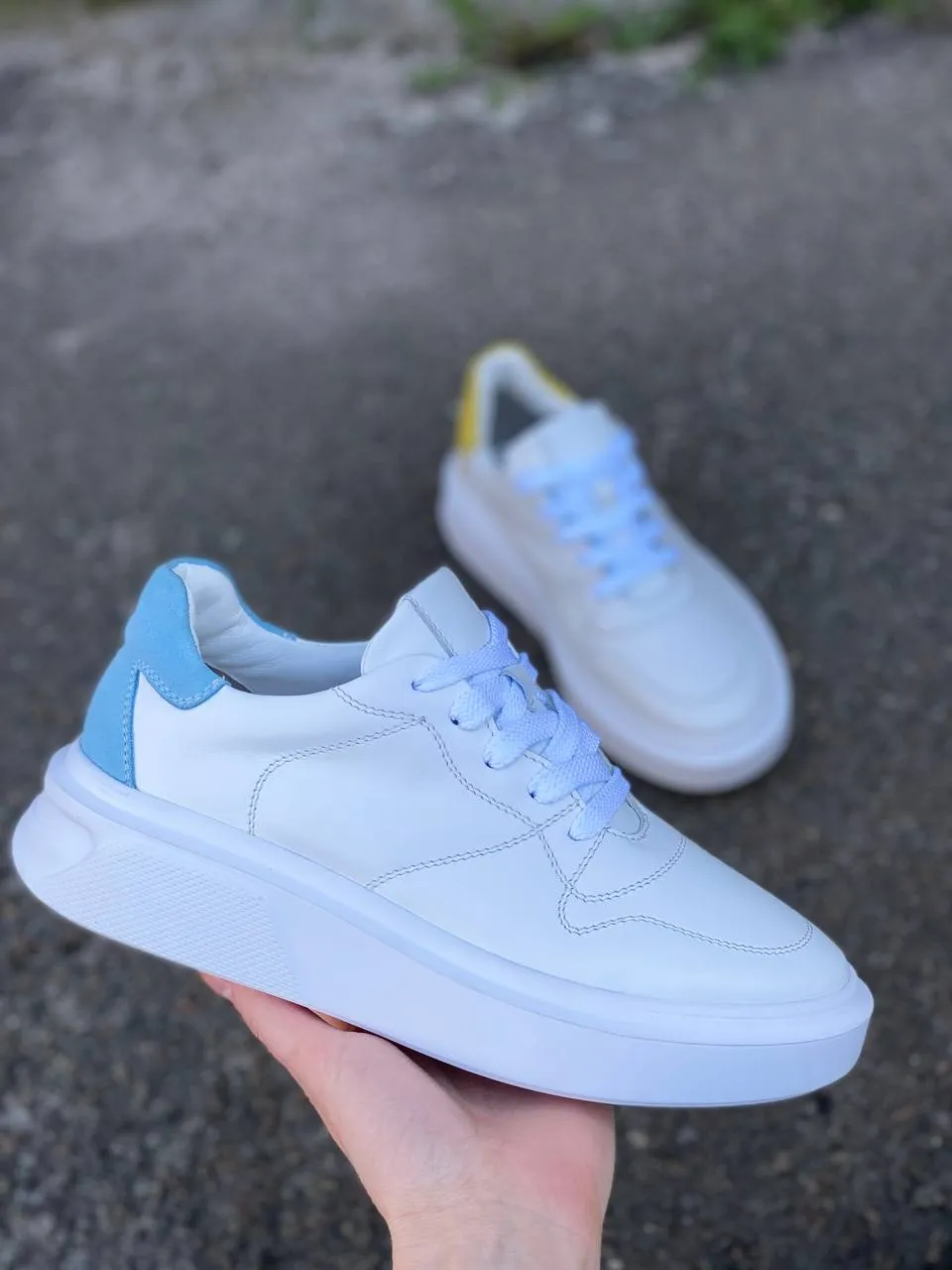 Women's white leather sneakers