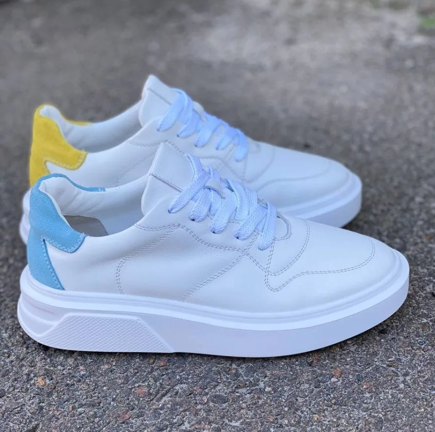 Women's white leather sneakers